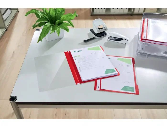Leitz Carpeta Dossier Fastener Din A4 Rojo Tapa Transparente 250 Hojas Caja 25 Unidades