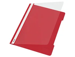 Leitz Carpeta Dossier Fastener Din A4 Rojo Tapa Transparente 250 Hojas Caja 25 Unidades