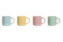 DKD Home Decor Taza 5.8 x 6.2 x 6 cm Set de 4 Piezas Porcelana Rosa Azul Amarillo Verde 110ml