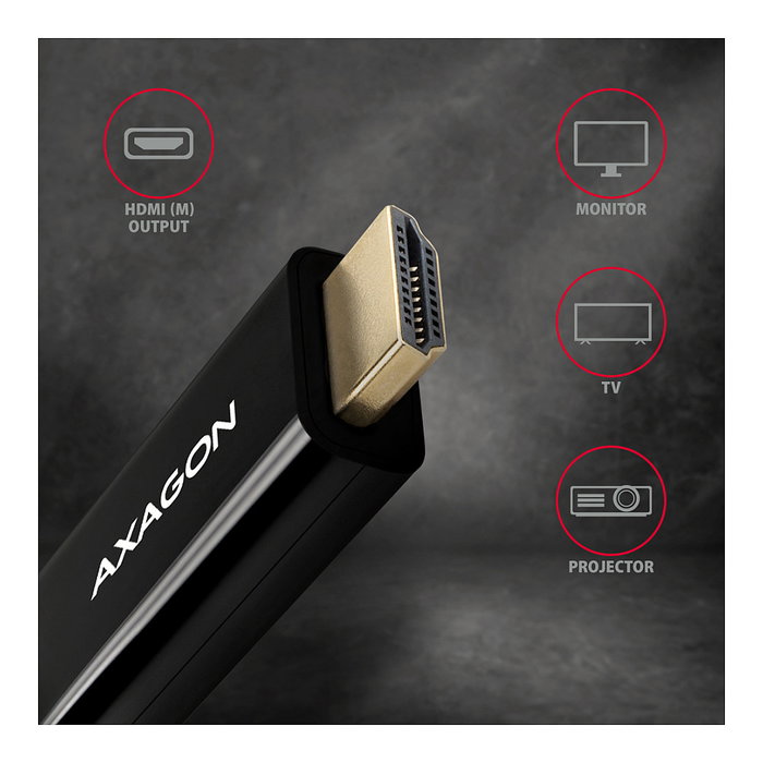 Axagon RVD-HI14C2 Adaptador DisplayPort a HDMI, 4K/30 Hz, 180 cm, negro