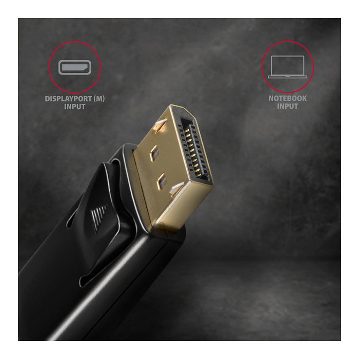 Axagon RVD-HI14C2 Adaptador DisplayPort a HDMI, 4K/30 Hz, 180 cm, negro