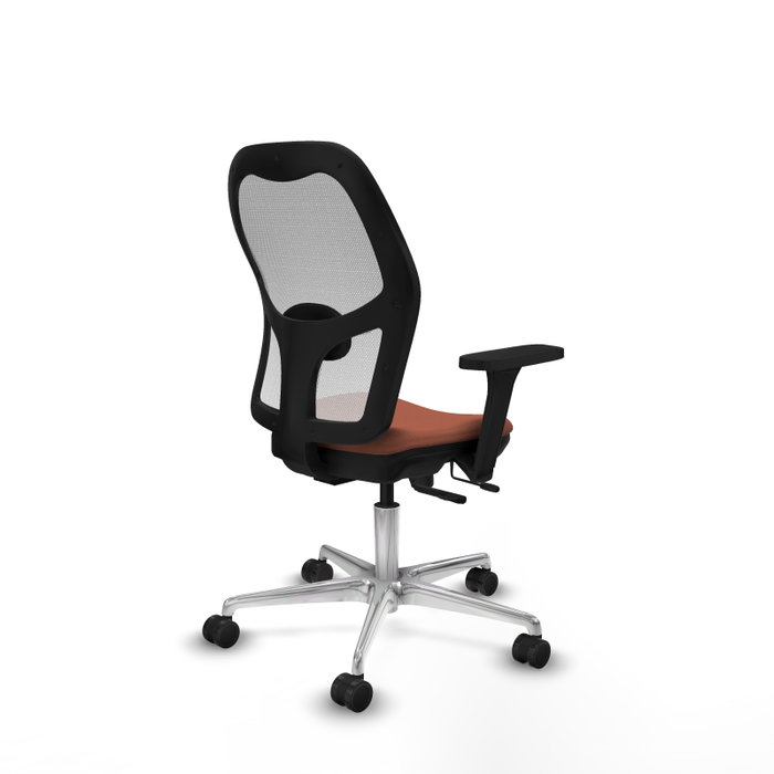 PIQUERAS Y CRESPO Silla de oficina Jorquera con mecanismo Sincro/Traslack, Tela Marrón y Malla Blanca