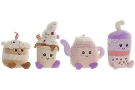 DKD Home Decor Surtido de 4 Peluches Multicolor en Poliéster