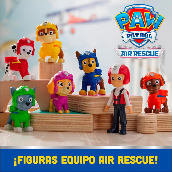 Spin Master Pack 7 Figuras Paw Patrol Air Rescue 6071499 Ryder, Chase, Marshall, Skye, Rubble, Rocky y Zuma para Niños +3 Años