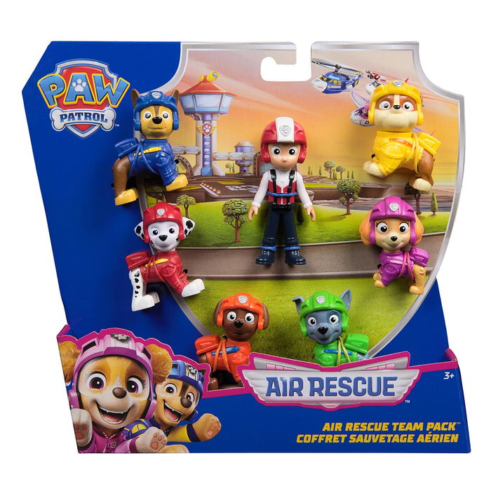 Spin Master Pack 7 Figuras Paw Patrol Air Rescue 6071499 Ryder, Chase, Marshall, Skye, Rubble, Rocky y Zuma para Niños +3 Años