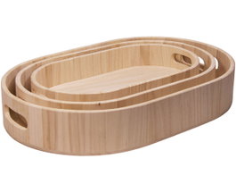 Innspiro Set de 3 bandejas de madera de balsa ovaladas