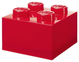 Lego Brick 4 Rojo Transparente con Glitter