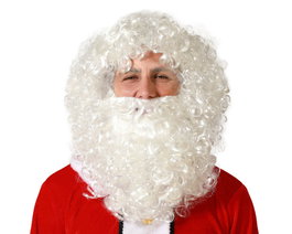 Peluca y barba larga blanca para Papá Noel