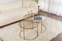 Nordure Juego de Mesas de Café 80, 60 cm Vidrio Templado y Metal Dorado, Bronce