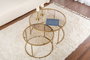 Nordure Juego de Mesas de Café 80, 60 cm Vidrio Templado y Metal Dorado, Bronce
