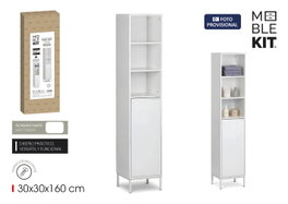 Inde Estantería Lavabo 5 Niveles con Puertas Moblekit, Mueble de Baño, Dimensiones: 30 x 30 x 160 cm, Espesor 12 mm