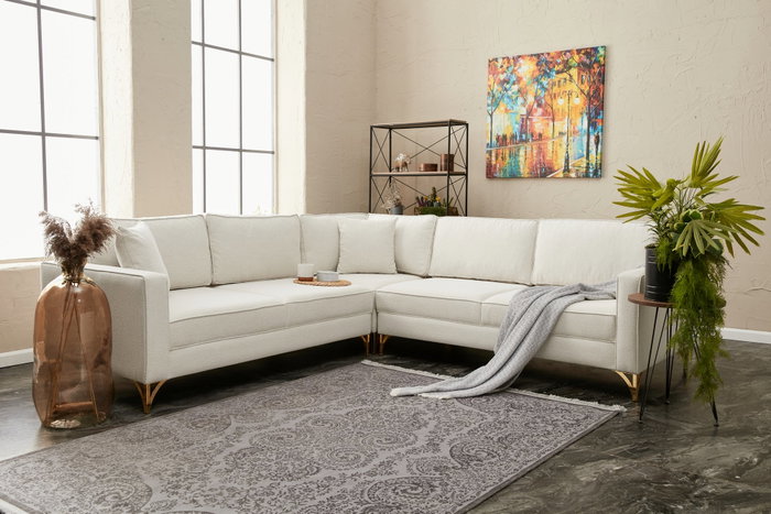 Atelier Del Sofa Sofá Esquinero Berlin Cream, Gold