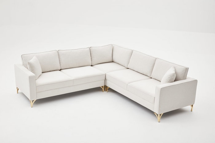 Atelier Del Sofa Sofá Esquinero Berlin Cream, Gold