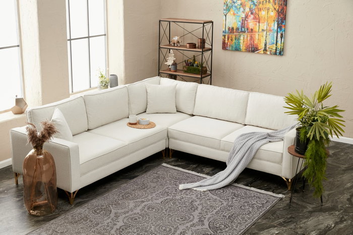 Atelier Del Sofa Sofá Esquinero Berlin Cream, Gold