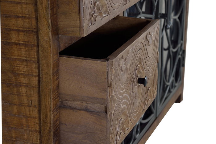 Giner y Colomer Aparador de Madera de Mango Marrón Envejecido 3 Cajones 2 Puertas