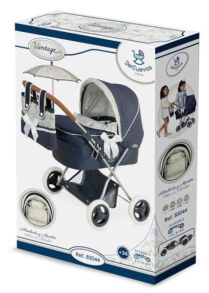Decuevas Coche de Muñeca Plegable Vintage con Sombrilla 38x65x60cm