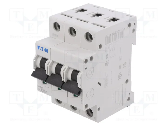 EATON ELECTRIC FAZ-K20/3 Interruptor magnetotérmico de 3 polos, 20A, 15kA EATON ELECTRIC FAZ-K20/3 Interruptor magnetotérmico de 3 polos, 20A, 15kA