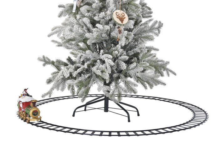 DKD Home Decor Tren Navidad Tradicional LED Multicolor Rojo 136 x 15 x 136 cm Movimiento Musical (2 Unidades)