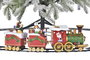 DKD Home Decor Tren Navidad Tradicional LED Multicolor Rojo 136 x 15 x 136 cm Movimiento Musical (2 Unidades)