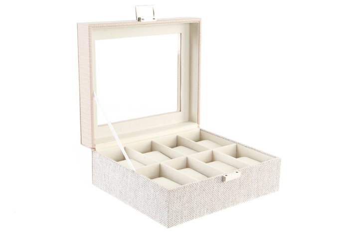 DKD Home Decor Caja para Relojes Lila con Cristal para 8 Relojes