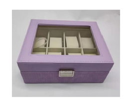 DKD Home Decor Caja para Relojes Lila con Cristal para 8 Relojes