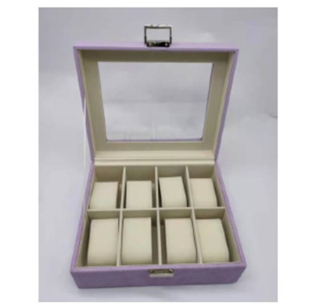 DKD Home Decor Caja para Relojes Lila con Cristal para 8 Relojes