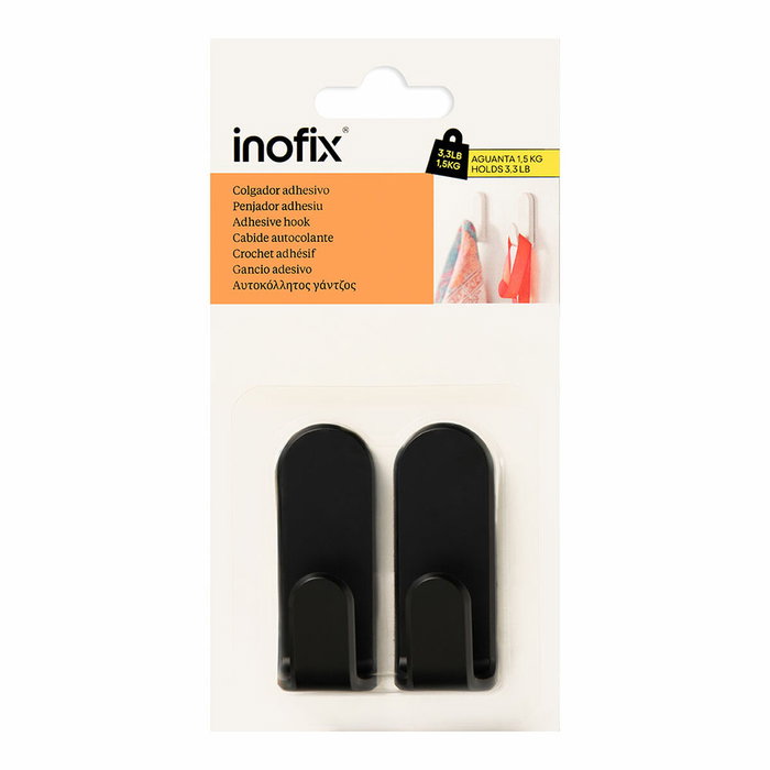 Inofix Colgador adhesivo Taga negro, 2 uds Inofix Colgador adhesivo Taga negro, 2 uds