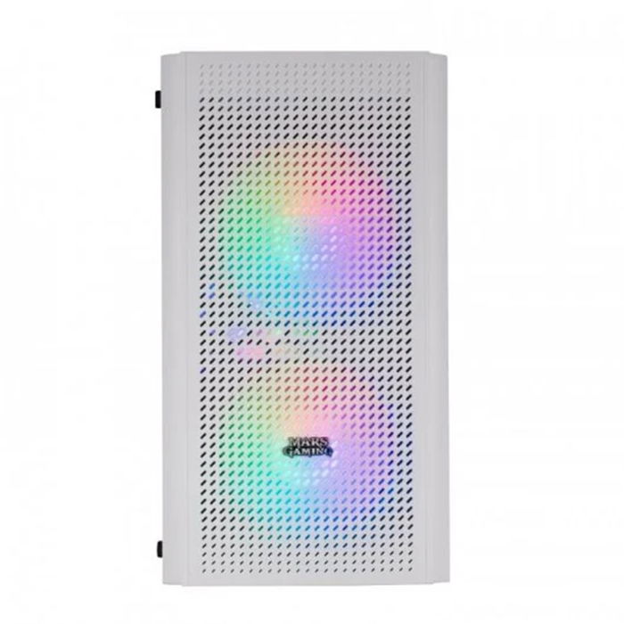 Mars Gaming MC300W Caja de Ordenador Micro-ATX White con Cristal Templado, 3 Ventiladores FRGB, Gestión de Cableado