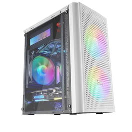 Mars Gaming MC300W Caja de Ordenador Micro-ATX White con Cristal Templado, 3 Ventiladores FRGB, Gestión de Cableado