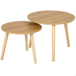 Max Home Set 2 Mesas Auxiliares Redondas Madera MDF - 48 x 38 cm y 39 x 32 cm