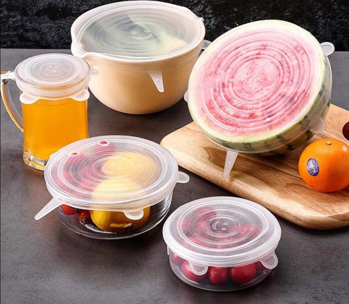 Quttin Set de 6 Tapas de Silicona Adaptables 25 cm Ancho x 26 cm Largo x 2 cm Alto (12 Unidades)