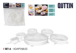 Quttin Set de 6 Tapas de Silicona Adaptables 25 cm Ancho x 26 cm Largo x 2 cm Alto (12 Unidades)