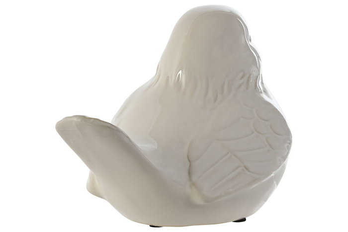 DKD Home Decor Figura Decorativa de Cerámica Blanca con Diseño Gorrión Estilo Cottage, Adorno para el Hogar y Jardín, Medidas 17x17x24 cm