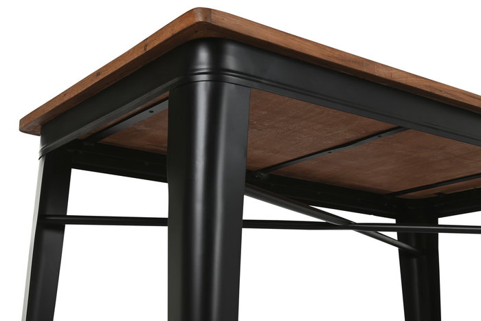 DKD Home Decor Mesa Bar Horeca Marron Negro Metal Madera 66 x 102 x 120 cm