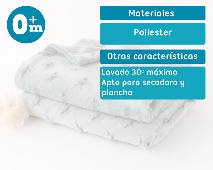 KioKids Manta para Bebé Color Salvia con Estrellas en Relieve KioKids Manta para Bebé Color Salvia con Estrellas en Relieve