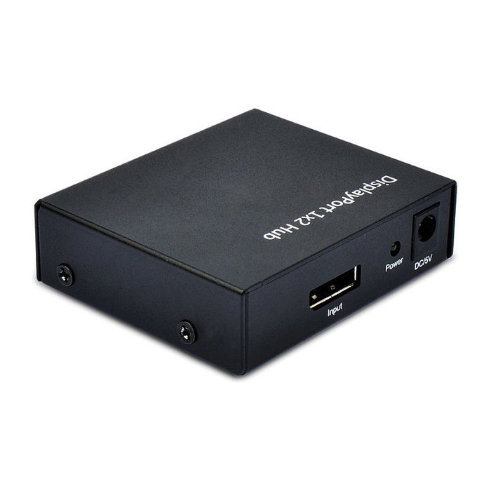 VALUE Secomp 14.99.3590 Hub Splitter DisplayPort (2 puertos), Máxima Resolución 3840 x 2160 (4K), Color Negro, Incluye Adaptador AC