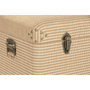 DKD Home Decor Set de 3 Baúles de Madera y Poliéster Natural