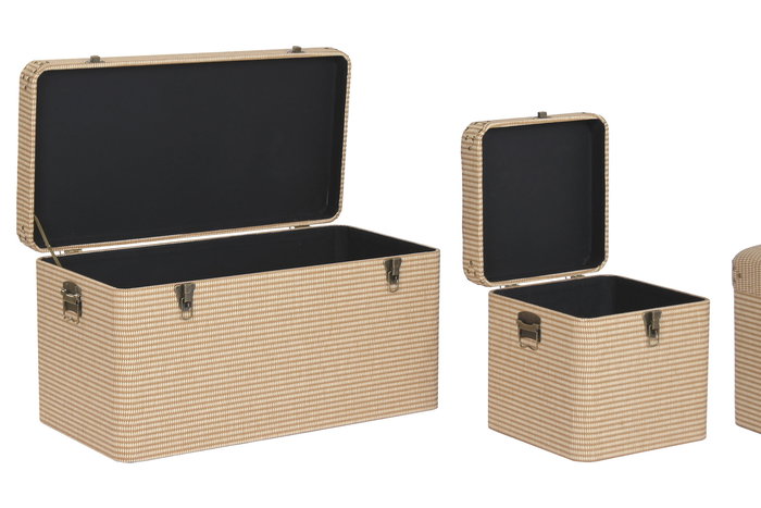 DKD Home Decor Baul Tradicional Natural 40 x 44 x 80 cm Set de 3