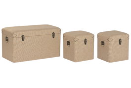 DKD Home Decor Baul Tradicional Natural 40 x 44 x 80 cm Set de 3
