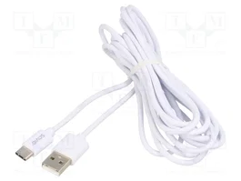 SAVIO Cable USB 2.0 de USB A a USB C, 3m, blanco