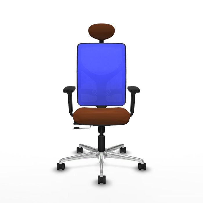 PIQUERAS Y CRESPO Silla de oficina Motilla con mecanismo Sincro/Traslack, Marrón y Azul