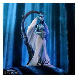 ABYstyle Figura Emily SFC Novia Cadáver de Tim Burton 21 cm 1:10 con Velo y Vestido de Tela Real y Base de Piedra