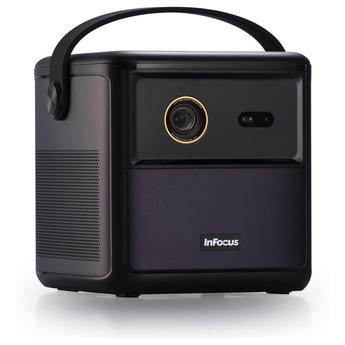 InFocus Crusader Challenger IN3008SL Proyector LED Full HD 1080p 350 Lúmenes Portátil con Batería Android TV Smart, WiFi, Bluetooth, 3D, HDR10, 43-130", Color Púrpura