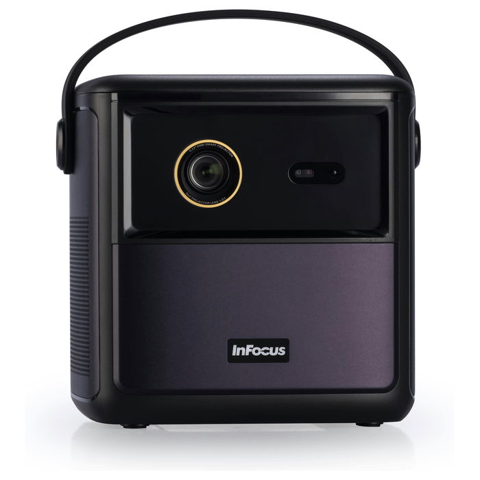 InFocus Crusader Challenger IN3008SL Proyector LED Full HD 1080p 350 Lúmenes Portátil con Batería Android TV Smart, WiFi, Bluetooth, 3D, HDR10, 43-130", Color Púrpura