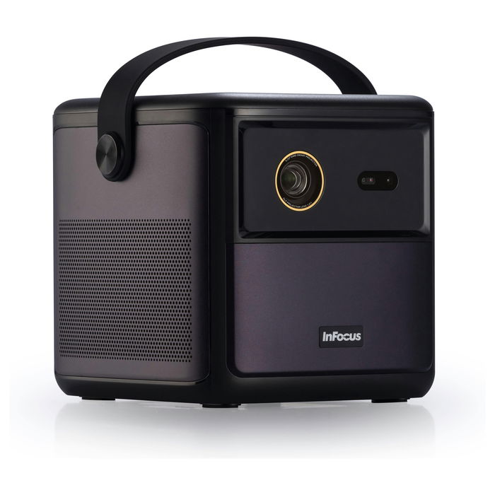 InFocus Crusader Challenger IN3008SL Proyector LED Full HD 1080p 350 Lúmenes Portátil con Batería Android TV Smart, WiFi, Bluetooth, 3D, HDR10, 43-130", Color Púrpura