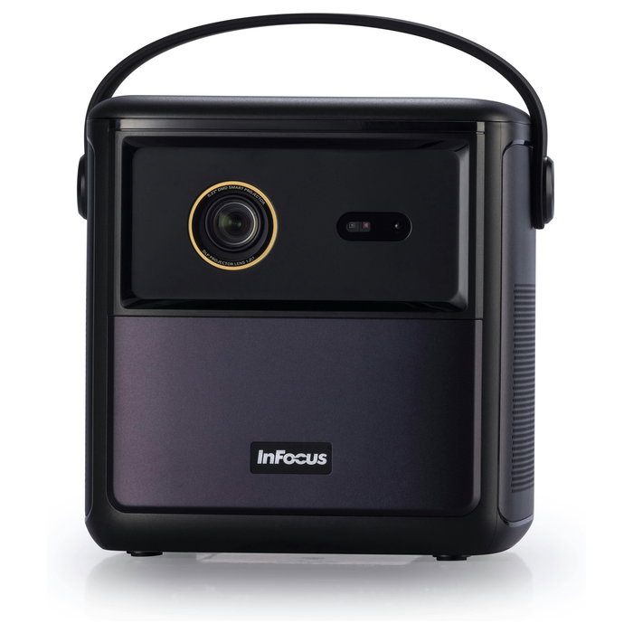 InFocus Crusader Challenger IN3008SL Proyector LED Full HD 1080p 350 Lúmenes Portátil con Batería Android TV Smart, WiFi, Bluetooth, 3D, HDR10, 43-130", Color Púrpura