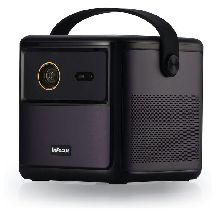 InFocus Crusader Challenger IN3008SL Proyector LED Full HD 1080p 350 Lúmenes Portátil con Batería Android TV Smart, WiFi, Bluetooth, 3D, HDR10, 43-130", Color Púrpura