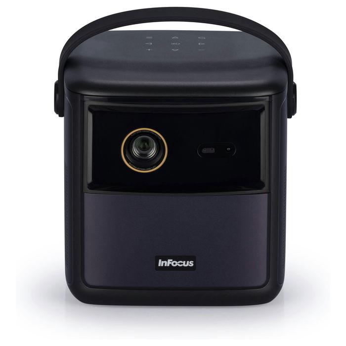 InFocus Crusader Challenger IN3008SL Proyector LED Full HD 1080p 350 Lúmenes Portátil con Batería Android TV Smart, WiFi, Bluetooth, 3D, HDR10, 43-130", Color Púrpura