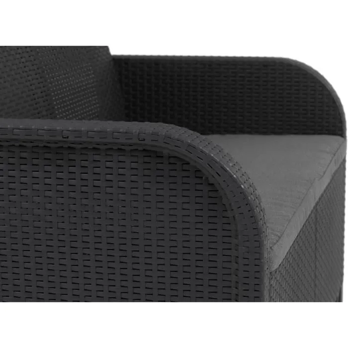 Keter Sanremo - Sofá de Jardín, Resina Trenzada con Aspecto de Ratán, 2 Plazas, Gris Grafito, 113x63x74 cm