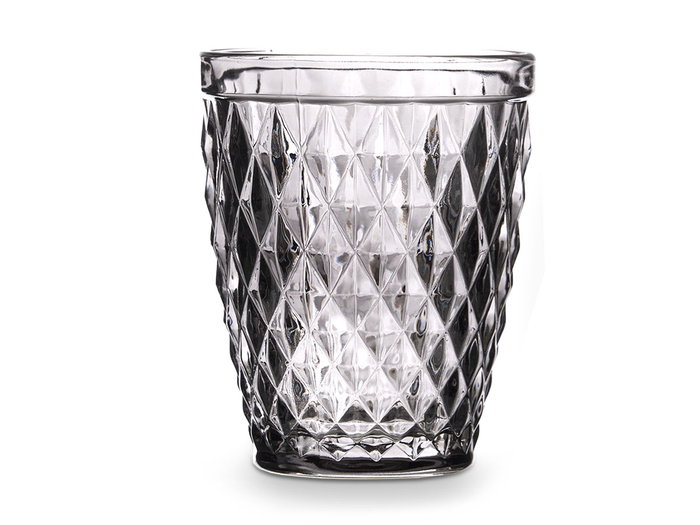 Vivalto Vaso Diamante Vidrio con Separador Gris 270 ml - 8x10x8 cm (Set de 24)